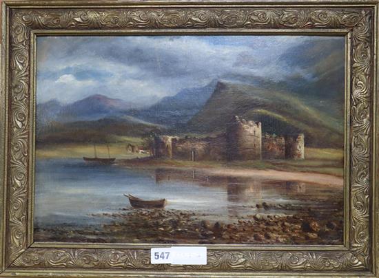 James Hewitt?, oil on board, Inverlochy Castle, Highland, Scotland, inscribed verso, 30 x 44cm